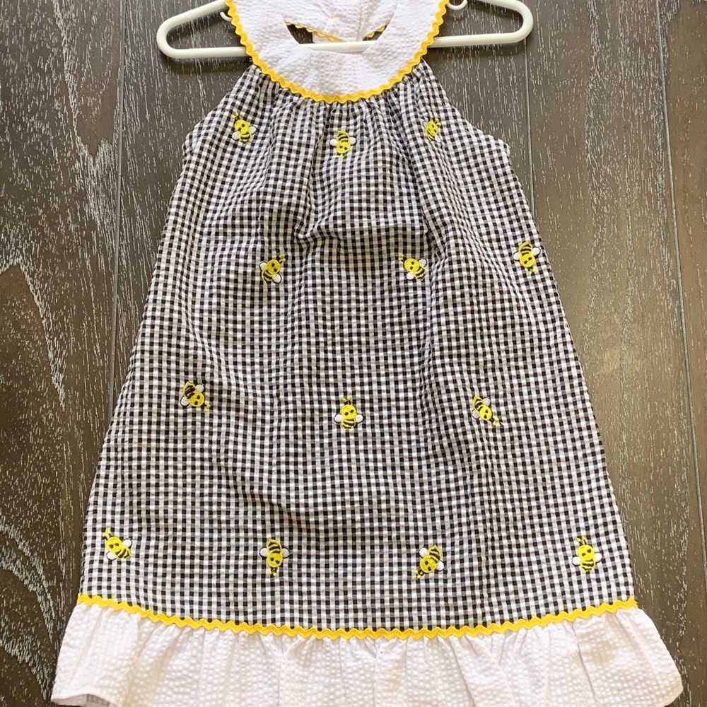 Black and white bumblebee gingham dress
